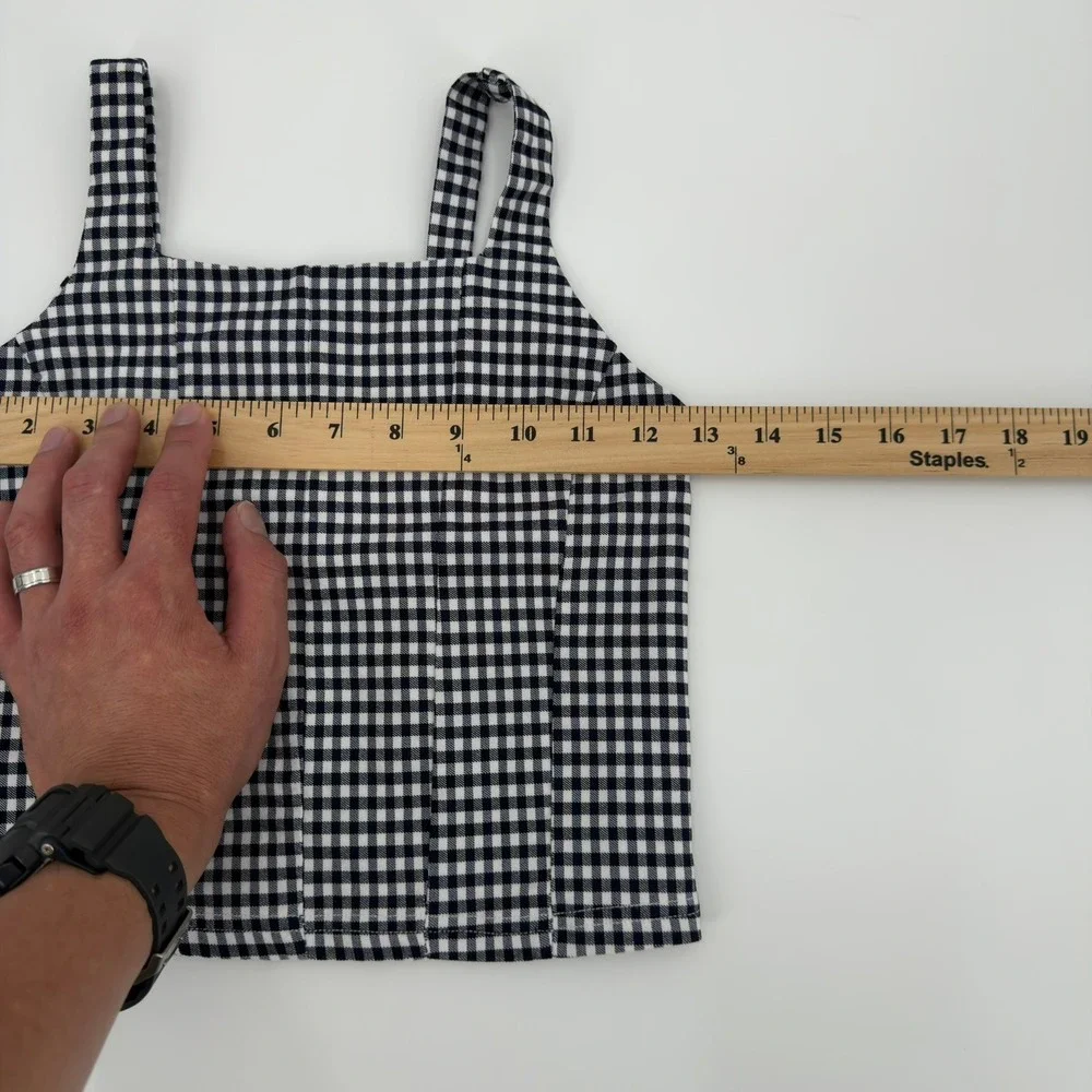 Full Tilt Kids Black White Gingham 2 Piece Crop Top and Pleated Skirt Set Large